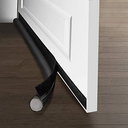 Ewolee Door Draught Excluder, 37in/95cm Removable Draft Excluder for Door Bottom, Soundproof Door Draft Blocker Self-Adhesive Weather Stripping Door Seal Strip (Black)