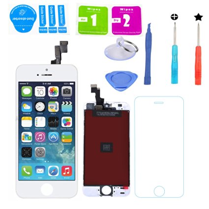 IPhone 5s LCD Touch Screen Digitizer Frame Assembly Full Set Replacement with Tools (White)