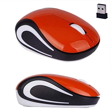 Portable Perman Cute Mini 2.4GHz Wireless 3 Buttons Optical Mouse Mice with USB Receiver for Computer PC Laptop Notebook Orange