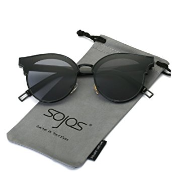 SojoS Fashion Designer Cateye Women Sunglasses Oversized Flat Mirror Lens SJ1055