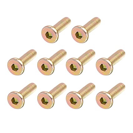 uxcell M6 x 20 mm Threaded Hex Socket Head Cap Screw Bolt Bronze Tone (Pack of 10)