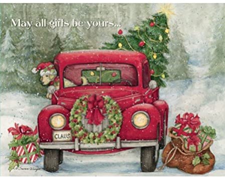 LANG - Boxed Christmas Cards -"Santa's Truck" Artwork by Susan Winget - 18 Cards, 19 Envelopes - 5" x 7"