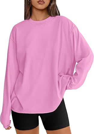 Trendy Queen Womens Oversized Long Sleeve T Shirts Basic Crewneck Tee Fall Tops Casual Workout Fashion Casual Y2K Clothes