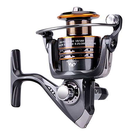 PLUSINNO HongYing Series Fishing Reels Spinning Freshwater Saltwater with 5.2:1 Gear Ratio Metal Body Left/right Interchangeable Collapsible Handle Spinning Fishing Reel …