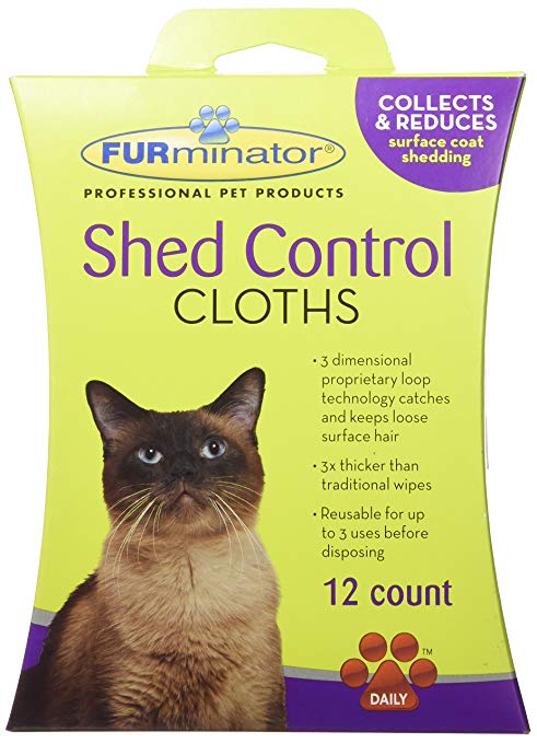 Furminator 105007 Cat Shed Control Cloths, 12-Count