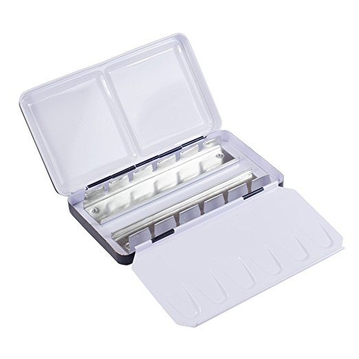 Empty Metal Watercolour Box : will hold 12 Half Pans or 6 Full Pans : has fol...