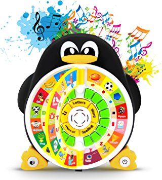 Penguin Power ABC Learning Educational Toy By Boxiki Kids – Learning Game Center Boosts Core Pre-Kindergarten Subject Comprehension – ABCs, Words, Spelling, Shapes, “Where Is?” & Songs