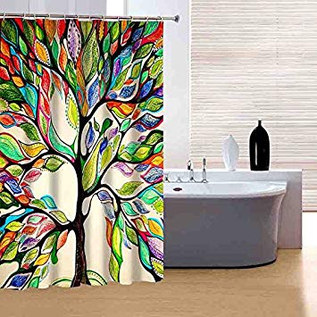 Beddinginn Fabric Decor 3D Shower Curtain Colorful Tree Waterproof 72" x 84" Extra Long Bathroom Shower Decor