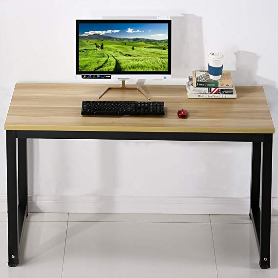 EHOMEBUY Computer Desk Writing Desk Workstation Office Desk Dining Table, Walnut   Black Leg, 47.2"(L) X23.6(W) X29.1(H)