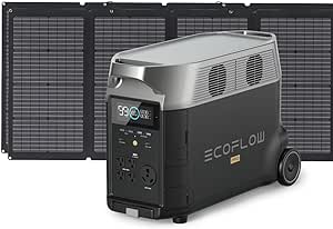 EF ECOFLOW Solar Generator 120V/3.6kWh DELTA Pro with 2x220W Portable Solar Panel, 23% High-Efficiency, 5 AC Outlets, 3600W Portable Power Station for Home Use Emergency Blackout Camping RV