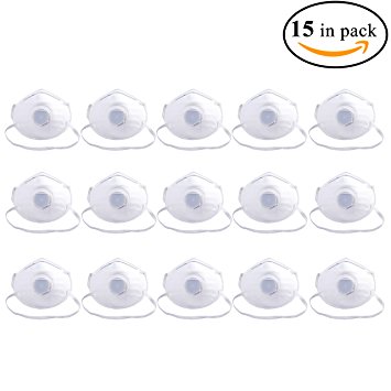 Golden Scute Particulate N95 Respirator with Valve Disposable NIOSH Certified Dust Masks 15-pack