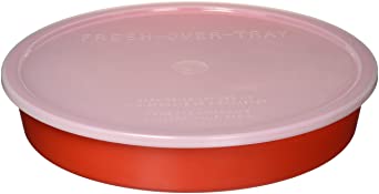 Sammons Preston High-Sided Divided Dish, Red, Break-Resistant & Lightweight Polypropylene Plastic, 10" Diameter, 1.75" High Vertical Sides & 7/8" Section Dividers, Includes Lid for Travel & Storage