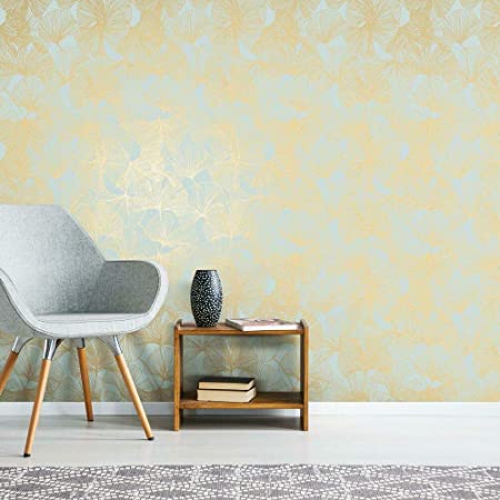 RoomMates Green & Gold Gingko Leaves Peel and Stick Wallpaper