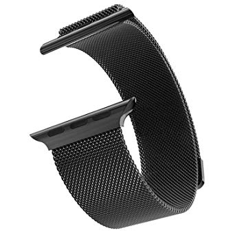 Apple Watch Band,Teslasz? 38mm Mesh Replacement Strap Stainless Steel Milanese Loop Strap Magnetic Buckle Wrist Band for Apple iWatch All Models,Black