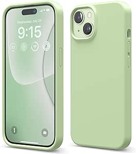 elago Compatible with iPhone 15 Case, Liquid Silicone Case, Full Body Protective Cover, Shockproof, Slim Phone Case, Anti-Scratch Soft Microfiber Lining, 6.1 inch (Pastel Green)