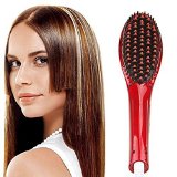 Efloral Brush Hair Straightener Best Anti Scald Anti Static Ceramic Heating Brush Detangling Hair BrushInstant Magic Silky Straight Hair StylingMassage Straightening Irons Red