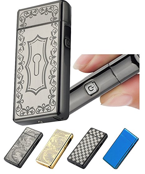 [2016 New Release] Electronic USB Rechargeable Lighters-The Best Cigarette Lighter With New Design, Windproof, Flameless, Dual Pulse Arc. Souvernir Gift For Men, Women & Ladies (Black Cross)