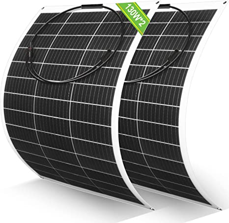 ECO-WORTHY 2pcs 130 Watt (260W) Flexible Solar Panels 12 Volt Waterproof Monocrystalline Lightweight Solar Panel for RV, Boats, Cabin, Roofs, Curved Surfaces