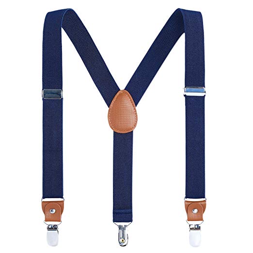 Children Boys Kids Adults Suspenders - Sturdy Metal Clips Genuine Leather suspender