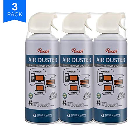Rosewill Compressed Gas Duster, 10 oz Canned Air Multipurpose Computer Keyboard Cleaner Spray (3-Pack), Ozone Safe - RCGD-18003