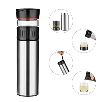 Tea Infuser Insulated Tumbler 14 Ounce Double Wall Stainless Steel Travel Mug and Leak Proof Portable Teapot