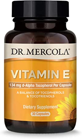 Dr Mercola Vitamin E 200IU (Tocopherols & Tocotrienols, 30 Licaps Capsules)