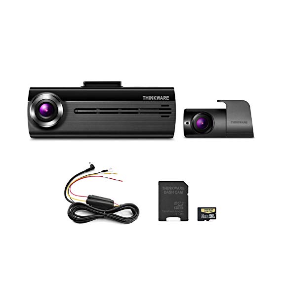 THINKWARE FA200 Dash Cam Bundle with Front & Rear Cam, Hardwiring Cable, 32GB MicroSD Card Included, Built-in WiFi, Time Lapse
