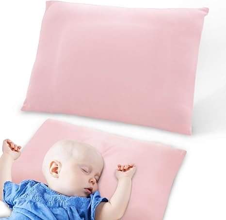 Biloban Baby Toddler Pillow with Pillowcase for Boys and Girls (13"x 18"), Toddler Pillows for Sleeping, Oeko-TEX Standard 100 Certificated Machine Washable Travel Pillow, Pink