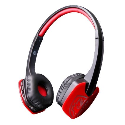 Sades D201 Bluetooth 4.1 Stereo Earpiece Headset Gaming Headphones with Mic on Ear for PC Laptop iPad iPhone Samsung and Other Smart Phones(Black Red)