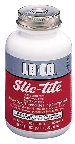LA-CO 41219 Slic-Tite Premium Thread Sealant Paste with PTFE, -50 to 500 Degree F Temperature, 1/2 pt Jar with Brush in Cap