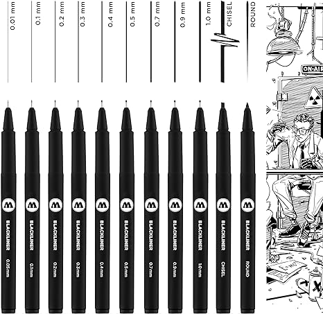 MOLOTOW Blackliner Pen Complete Set, 11 Pens, 1 Set Each (200.485)
