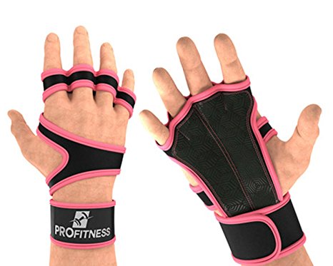 Cross Training Gloves with Wrist Support by ProFitness | Non-Slip Palm Silicone Padding to avoid Calluses | For Weight lifting, WOD, Powerlifting & Gym Workouts | Ideal for Both Men & Women