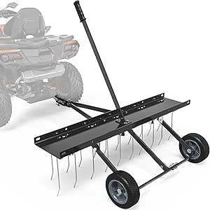 YINTATECH 40in Tow Behind Dethatcher,20 Spring Steel Tines Lawn dethatcher, Black