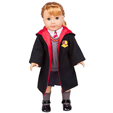 Hermione Granger- Inspired Doll Clothes for American Girl Dolls: 6pc Hogwarts-like School Uniform with Robe