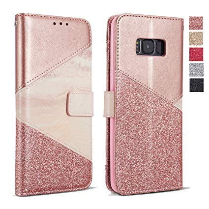ZCDAYE Samsung Galaxy J330 J3 2017 Wallet Case,Premium [Magnetic Closure] PU Leather [Ceramic Pattern][Card Slots] Flip Stand Cover for Samsung Galaxy J330/J3 2017 - Rose Gold