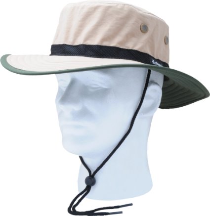 Sloggers Unisex Nylon Sun Hat, Tan with wind lanyard, - adjustable size small - large - Style 446TN - UPF 50