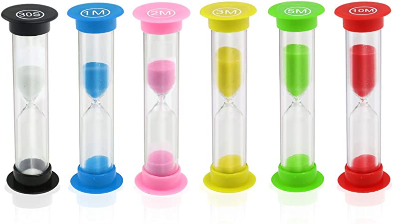 ROSENICE 5pcs 30sec /1min /3mins /5mins /10mins Colorful Hourglass Sandglass Sand Clock Timers (Random Color)