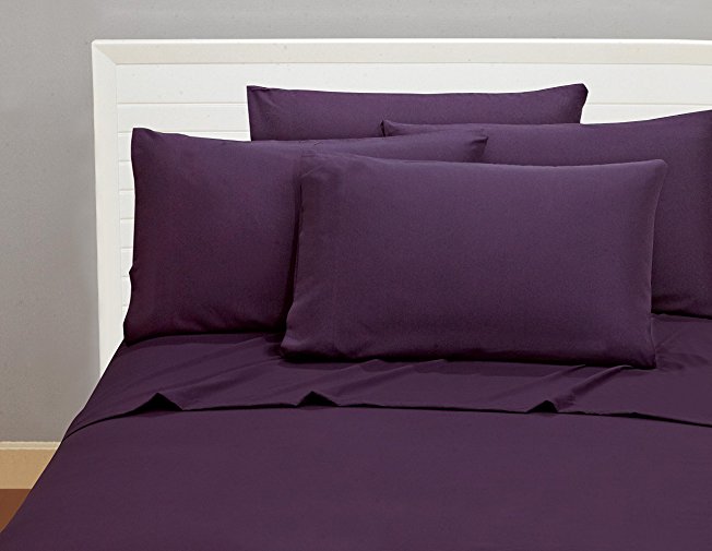 Bellerose Microfiber Sheets Quality Bedding 1800 Series 6 Piece Classic Soft Bed Linens Deep Pocket Fitted Sheet, Bonus 4 Pillow Cases, Add A Elegant Touch To Your Bedroom - Full, Eggplant