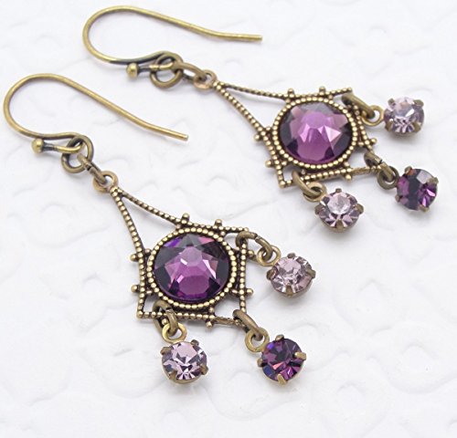 Purple Swarovski Crystal Small Chandelier Earrings