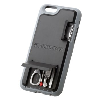 Swiss Tech ST50242 Black iPhone 6 Mobile Smartphone Multitool Case with Screwdrivers, Scissors, Pen, Tweezers