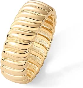 PAVOI 14K Gold Plated Chunky Statement Ring | Chunky Stackable Wide Band for Women