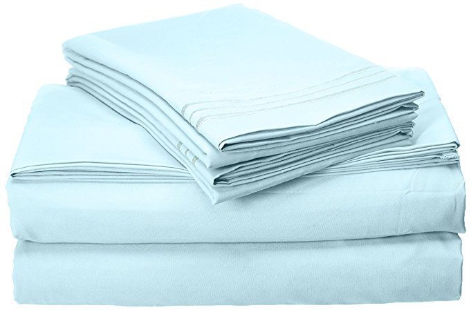 Elegant Comfort 1500 Thread Count Egyptian Quality Super Soft Wrinkle Free 4-Piece Sheet Set, California King, Aqua