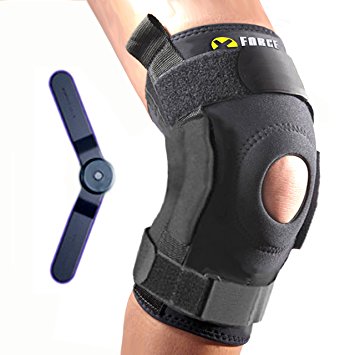 XFORCE Breathable Neoprene Knee Support Brace Wraparound Hinged, Small, Black