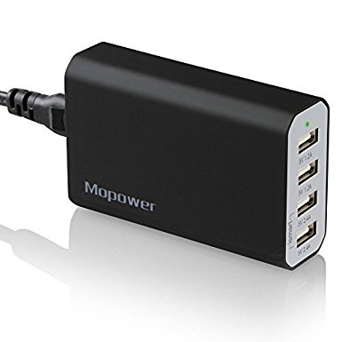 Power Adapter,Mopower 36 Watt/7.2A Portable 4 USB Desktop Charger Travel Charger with Auto Detect Technology for iPhone 6 5S 4S,iPad,Apple Watch,iPod,Samsung,LG and more Black