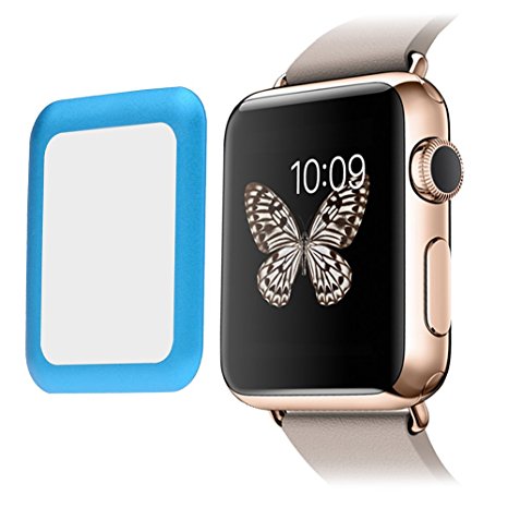 SUPTMAX Apple Watch Screen Protector 38mm (Series 1) FULL Coverage [Anti-Scratch] Apple Watch Cover Tempered Glass Screen Protector (38mm-Blue)