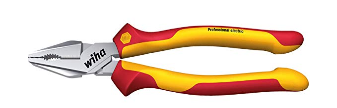 Wiha Z02022506SB"Professional Electric" High-Leverage Combination Plier With Dynamic Joint/Opti-Grip, Red/Black, 225 mm