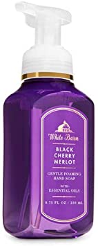 Bath & Body Works White Barn Black Cherry Merlot Scented Gentle Foaming Hand Soap With Essential Oils - 259 ml / 8.75 fl oz