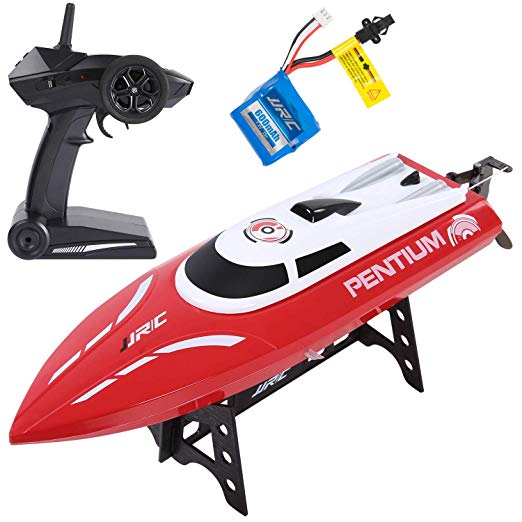 SGILE 2.4GHz RC Boat - 25KM/H Racing Boat with Double Waterproof Layers & 180° Capsize Recover, Red