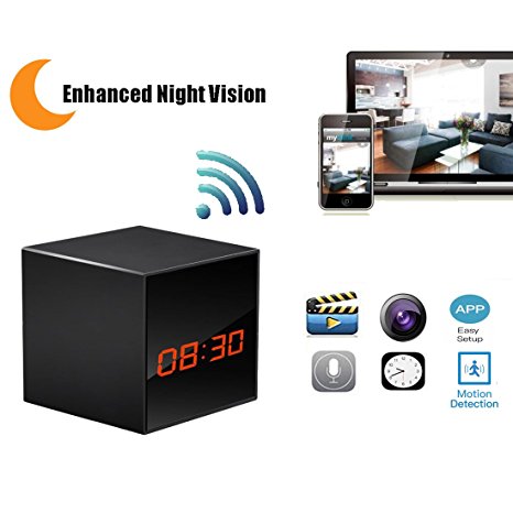 Hidden Camera HD Wireless Spy Network Camera Smart Alarm Clock WiFi Fluent Video Recorder with Enhanced Night Vision