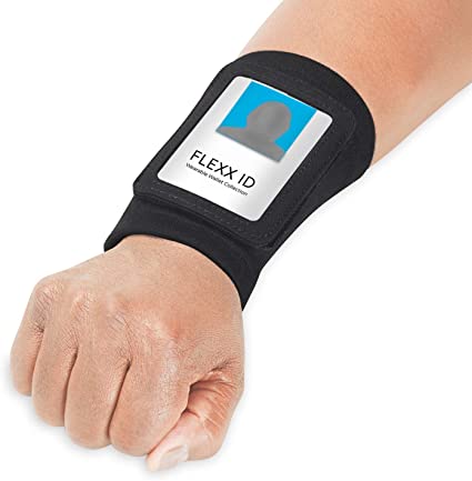 FLEXX ID PRO: X LARGE Hands Free ID/Access badge holder with Zipper Pocket [Black]